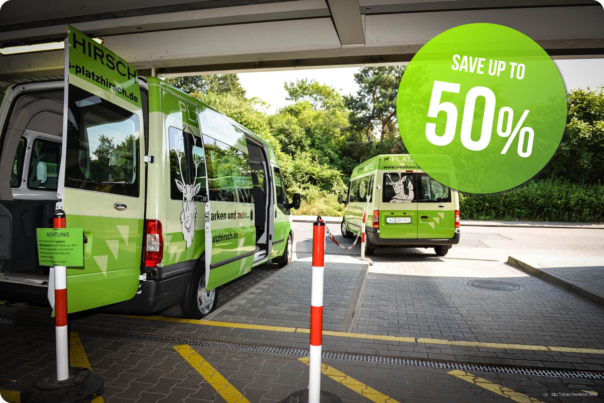 SAVE UP TO 50% in comparison to the car parks at the terminals